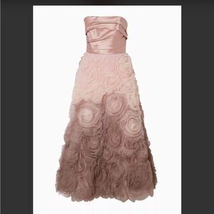 Marchesa Notte Ombre pink strapless gown tulle ballerina rosette dress plus size